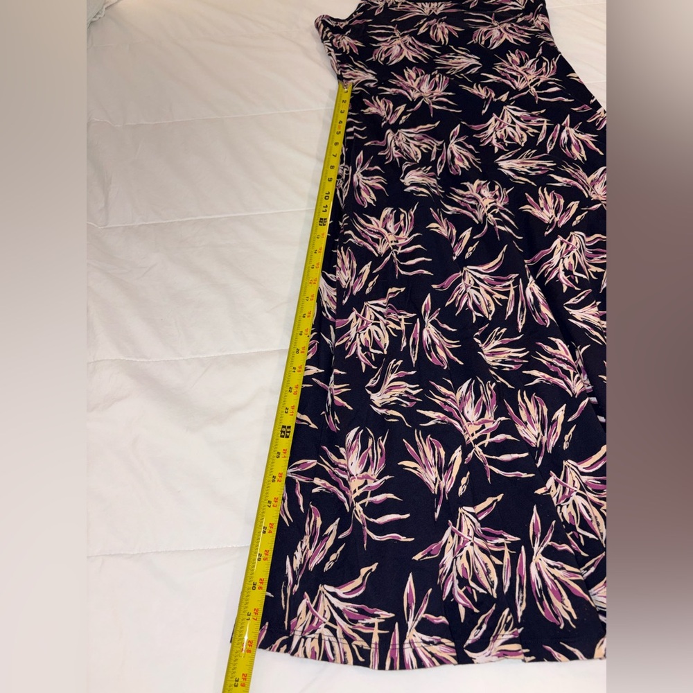 Pact Fit & Flare Shorty Midi Organic Cotton Dress in Navy Cream Palm Leaf - XL - Picture 13 of 16
